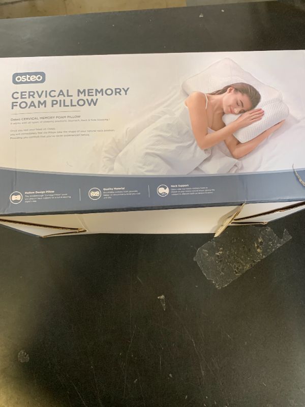 Photo 1 of Osteo Cervical Pillow for Neck Pain Relief, Hollow Design Odorless Memory Foam Pillows with Cooling Case, Adjustable Orthopedic Bed Pillow for Sleeping, Support for Side Back Sleepers