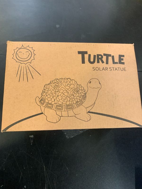 Photo 1 of Nacome Solar Garden Outdoor Statues Turtle with Succulent and 7 LED Lights - Lawn Decor Tortoise Statue for Patio, Balcony, Yard Ornament - Unique Housewarming Gifts