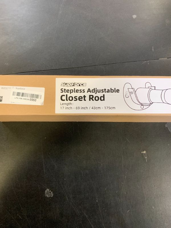 Photo 1 of Closet Rods for Hanging Clothes, 17 to 69 Inches Stepless Adjustable Metal Closet Rod, 1.3 Inches Heavy Duty Clothes Hanging Rod for Closet Wardrobes Laundry RV