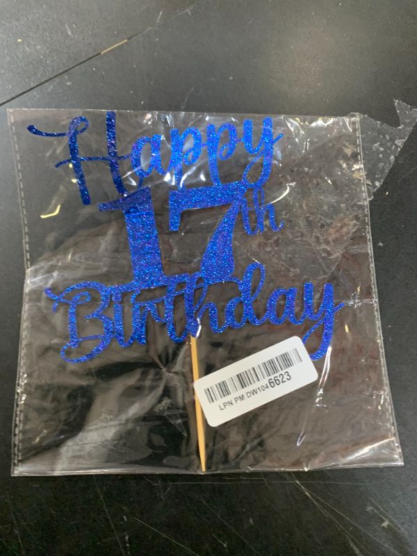Photo 1 of Kaoenla Glitter Happy 17th Birthday Cake Topper,Hello 17?Cheers to 17 Years,17th Anniversary /17 years old birthday Party Deco (17th, blue)