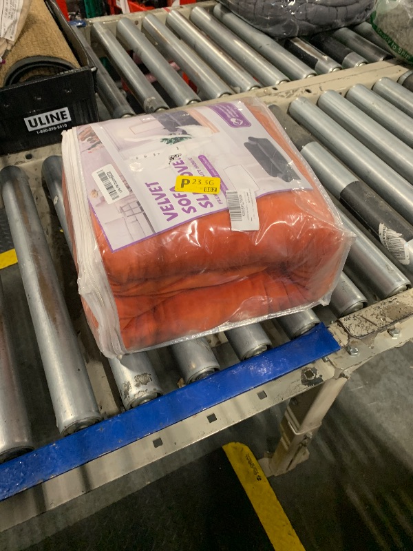 Photo 1 of WEERRW 4 Pieces Velvet High Stretch Couch Covers for 3 Cushion Couch Sofa Slipcovers, Washable Furniture Protector with Non Slip Elastic Bottom, Feature Soft and Thick Plush Fabric, Pumpkin, Large