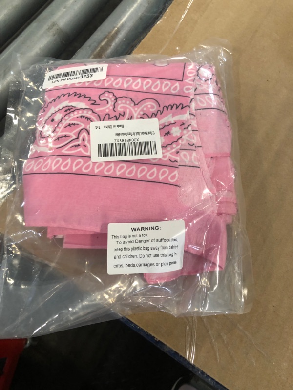 Photo 1 of 12 Pack Bandanas for Women Men Cowboy Bandana Handkerchief Headband Face Mask Bulk for Party Costume (12, Pink)