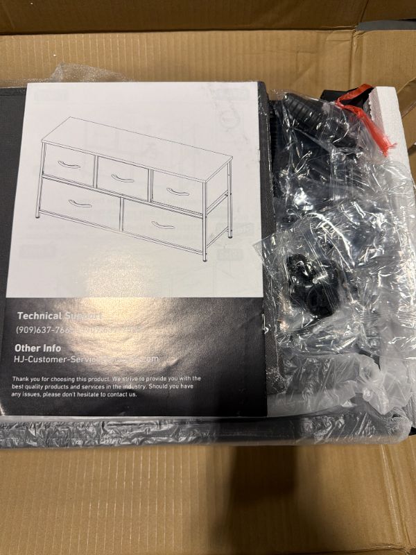 Photo 1 of [Look at live photos] SONGMICS Dresser for Bedroom, Chest of Drawers, TV Stand, Steel, MDF, 5 Non-Woven Fabric Drawers, Storage Organizer Unit, Closet, Entryway, Ink Black and Ebony Black ULGS322B01S