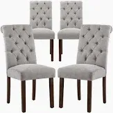 Photo 1 of  4 Tufted Dining Room Chairs, Brown/Beige