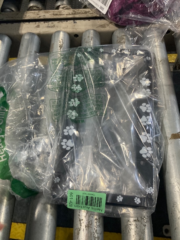 Photo 1 of ***MISSING CAPS***2 Pieces Dog Paw Print License Plate Frames Cat Frames License Plate Cover Aluminum Alloy Covers with 4 Valve Stem Caps and 2 Paw Mat