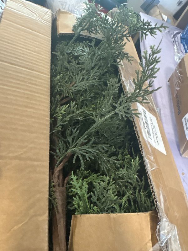 Photo 1 of [One Tree Missing Top] 3FT Real Touch Cedar Topiary Trees for Front Porch Decor, Artificial Shrubs Faux Plants Potted UV Resistant Fake Greenery for Outdoor Indoor Door Garden Farmhouse Home Decoration (Set of 2)       