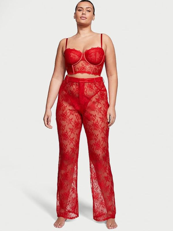 Photo 1 of [Not the same as stock photo] Red Lingerie with Red pants