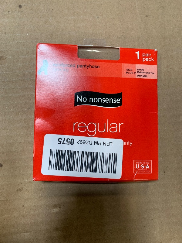 Photo 1 of ** 1 PAIR ** No nonsense Women's Plus 2 Regular Pantyhose with Reinforced Panty and Toe, Medium Tan - (Pack of 6 Pair) 