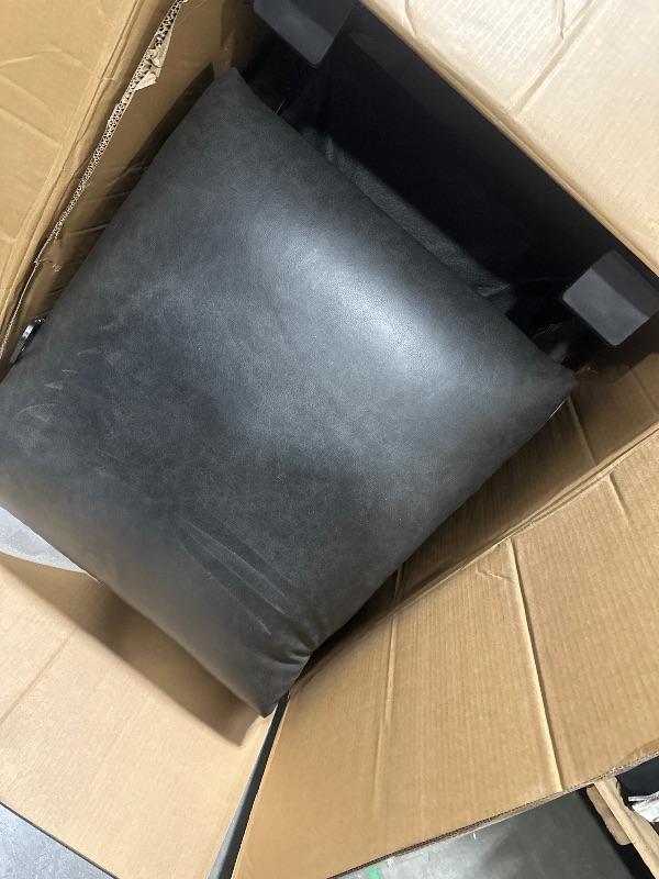 Photo 1 of Swivel Rocking Recliner Glider Chair, Leather Reclining Rocker Chair with Footrest for Living Room, Nursery, Office, Bedroom, Ergonomic High Backrest, Wide Seat Cushion and Metal Base-Charcoal