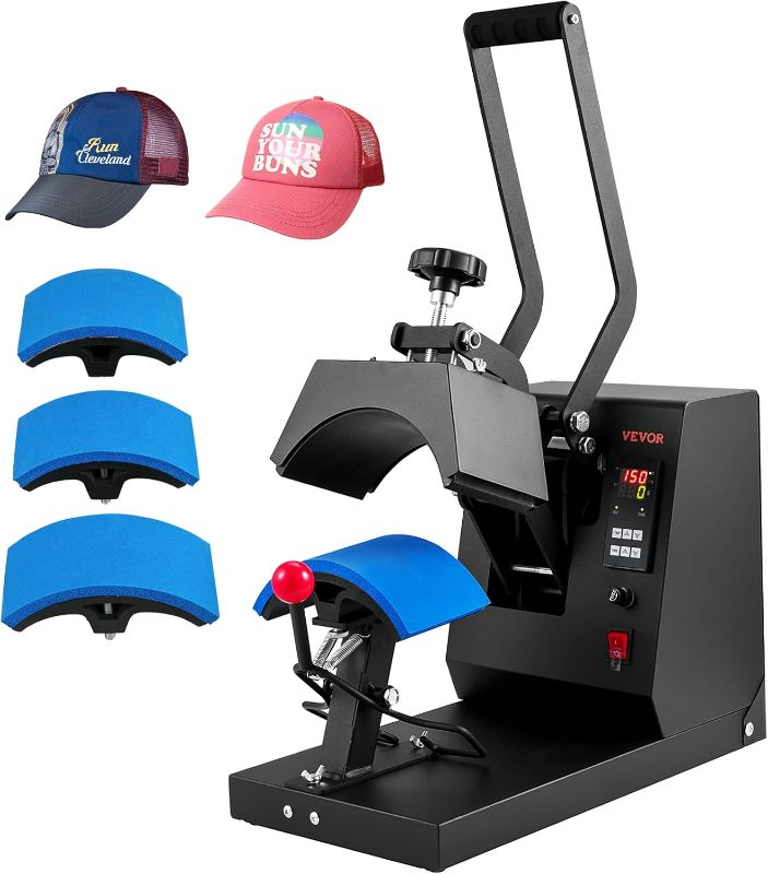 Photo 1 of 
VEVOR 4-in-1 Heat Press Machine for Hats with 6x3inches Curved Teflon-Coated Heat Plate, Easy Temperature Control Non-Slip Base, Four Replaceable Elements...
