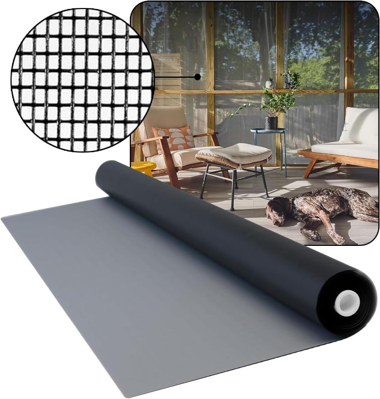 Photo 1 of 
DOCA 84 in x 100 ft Window Screen Mesh - Window Screen Replacement, Fiberglass Mesh Roll for Window, Patio Screen, Porch Screen, or Door - Gray
