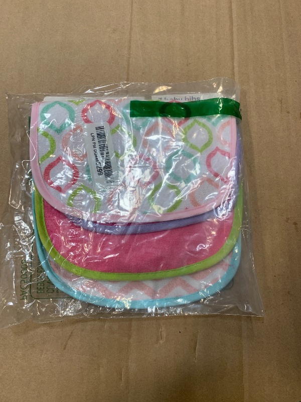 Photo 1 of ** 4 PACK **Luvable Friends Unisex Baby Cotton Terry Drooler Bibs with PEVA Back, Pink Balloon, One Size