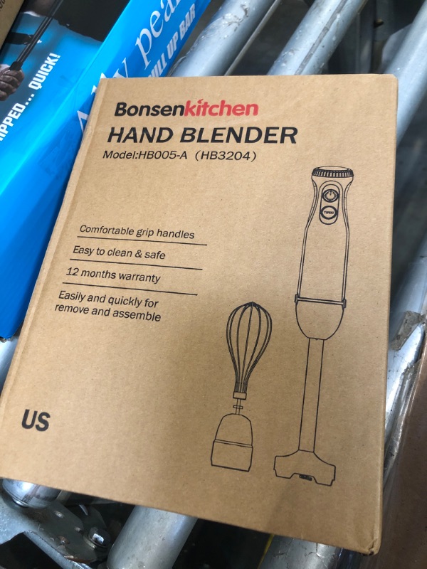 Photo 1 of **MISSING PARTS**Bonsenkitchen Immersion Handheld Blender with Whisk, 20-Speed & Turbo Mode Hand Blender Stick 500W, 304 Stainless Steel Hand Blender for Soup, Smoothie, Puree, Baby Food