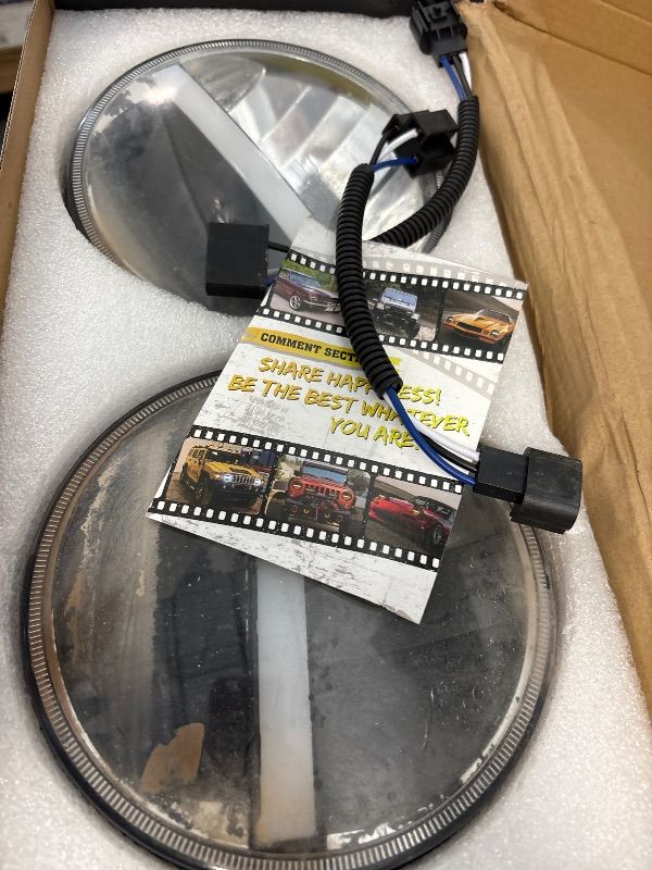 Photo 1 of **NEED TO BE CLEANED** UNI-SHINE 7-Inch LED Headlights - with Amber Turn Signal White DRL, DOT Approved, Hi/Lo Beam, Compatible with Jeep Wrangler JK TJ CJ, Chevy, and Miata. 