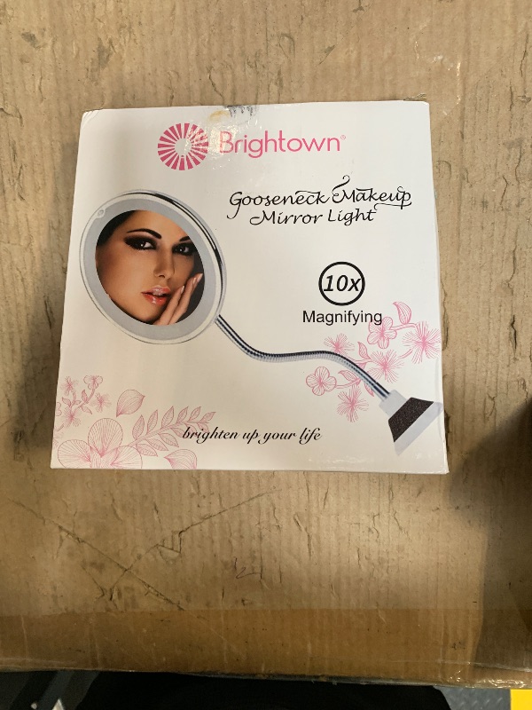 Photo 1 of 10x Magnifying Mirror with Light, Flexible Gooseneck Make up Mirror with Lights and Magnification, Battery Operated Cordless Magnified Mirror with Suction Cups for Wall Bathroom