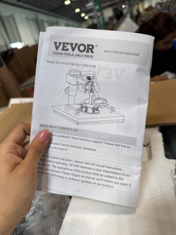 Photo 1 of VEVOR Heat Press, 12x10in Heat Press Machine, Clamshell Sublimation Transfer Printer Fast Heat-up, Digital Precise Temperature Control, Vinyl Heat Press for T-Shirts Bags Garments Mats Puzzles, 650W