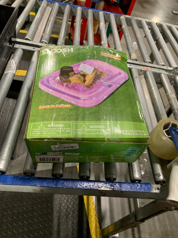 Photo 1 of SLOOSH Inflatable Tanning Pool Lounger Float, 70" x 46" Pool Floats Adult with Pillow, 4 in 1 Suntan Tub Raft Floatie,Sunbathing Bed Lounge for Water Blow Up Kids Ball Pit Party Gifts, L-Pink