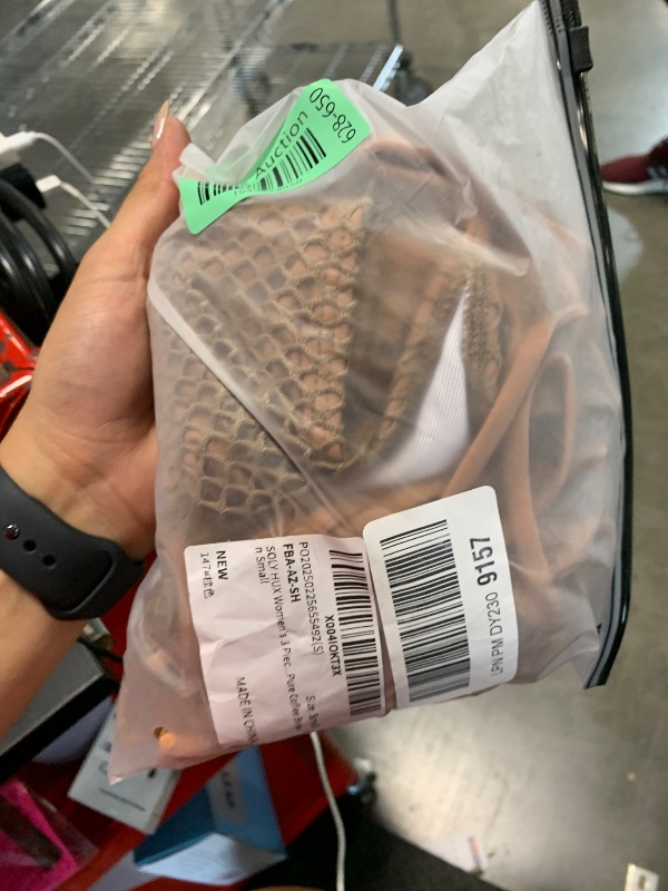 Photo 1 of  ******* MISSING PARTS********* SOLY HUX Women's 3 Piece Swimsuit Fishnet Halter Triangle String Bikini Set Bathing Suit with Cover Up Beach Skirt Pure Coffee Brown Small