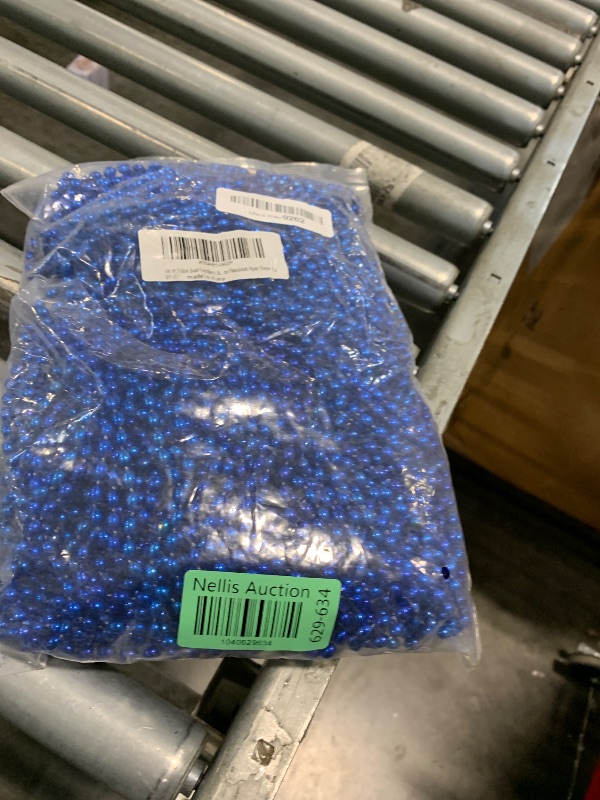 Photo 1 of 100 PCS Blue Bead Necklace, Blue Mardi Gras Christmas Oval Beads, 30.5" 4th of July Patriotic Beads Necklaces, Parade Throw Accessories for Independence Day Mardi Gras Hanukkah Pirate Theme Party