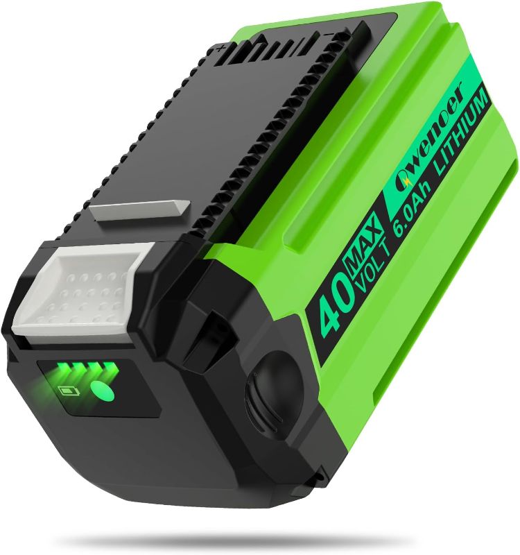 Photo 1 of ?Upgrade BMS? 40V 6.0Ah Lithium Battery Replacement for GreenWorks 40V Battery 29482 BAF724 BAF725 29472 29462 2901319 BAF704 BAF705 BAF721 BAF722 Replace for GreenWorks 40V G-MAX Batteries
