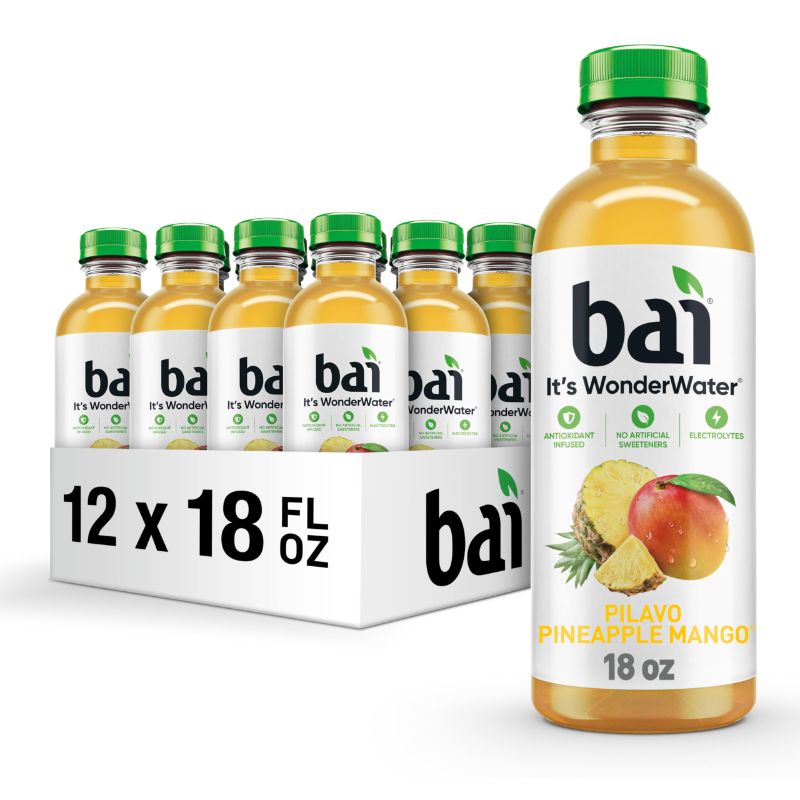 Photo 1 of ***EXPIRED*** Bai Antioxidant Infused Water Beverage, Pilavo Pineapple Mango, with Vitamin C and No Artificial Sweeteners, 18 Fluid Ounce Bottle, 12 Pack