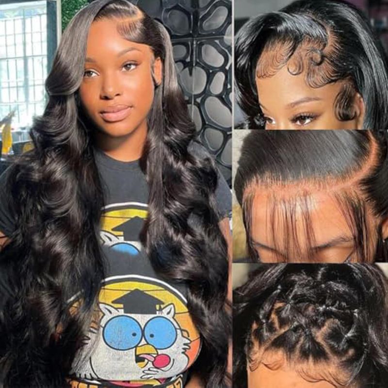 Photo 1 of 13x6 Body Wave Lace Front Wigs Human Hair Pre Plucked 200% Density Glueless Wigs Human Hair 26 Inch HD Transparent Lace Frontal Wigs Human Hair Wigs for Black Women With Baby Hair
