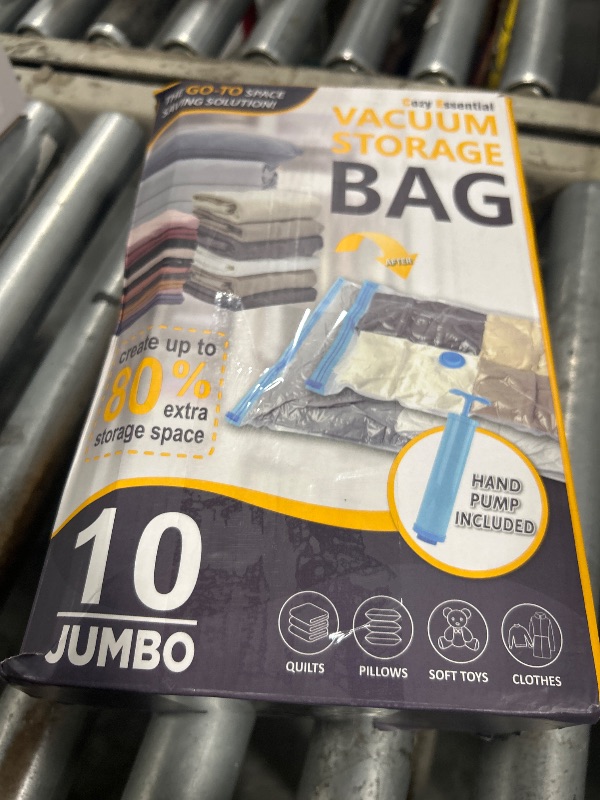 Photo 1 of 10 Jumbo Vacuum Storage Bags, Space Saver Bags Compression Storage Bags for Comforters and Blankets, Vacuum Sealer Bags for Clothes Storage, Hand Pump Included