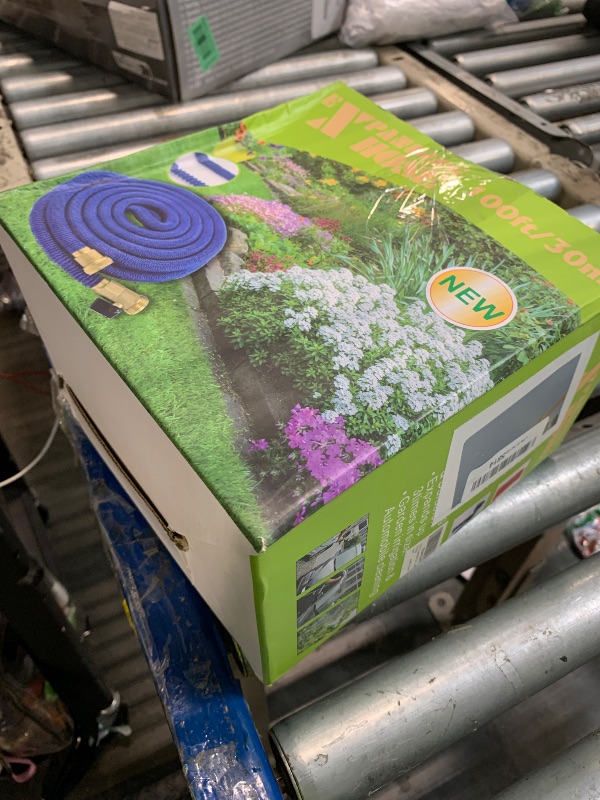 Photo 1 of 100 ft Expandable Garden Hose, 2025 New Retractable Water Hoses 100ft with 10 Function Spray Nozzle, Solid Brass Fittings, Extra Strength Fabric, Flexible Expanding Latex Core, Lightweight & No Kink
