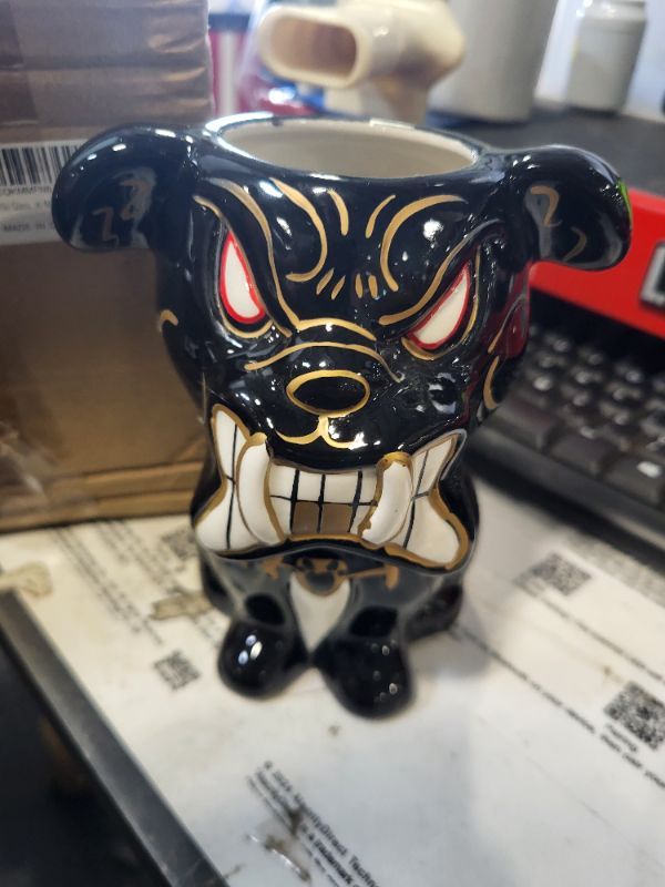 Photo 1 of **BLACK DOG ONLY***Tikizoo Tiki Mugs Set of 3-16oz Ceramic Cocktail Glasses for Mai Tai, Rum & Tropical Drinks - Fun Glassware Cups for Home Bar, Parties, Beach, Luau, Poolside, Summer BBQs & Hawaiian Decor Gift