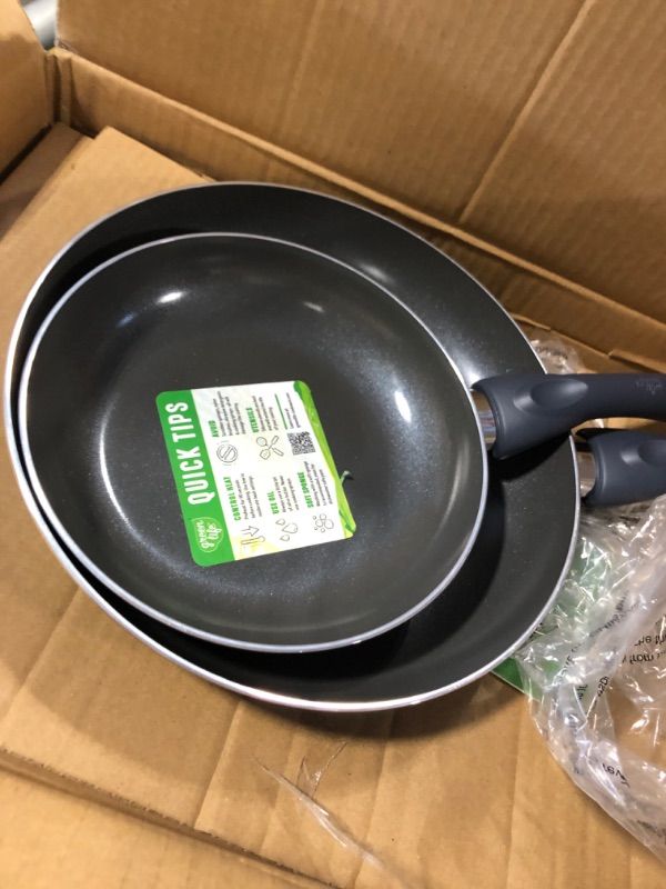 Photo 1 of  Hard Anodized Healthy Ceramic Nonstick 10" and 12" Frying Pan Skillet Set, PFAS-Free, Induction, Dishwasher Safe, Oven Safe, Gray