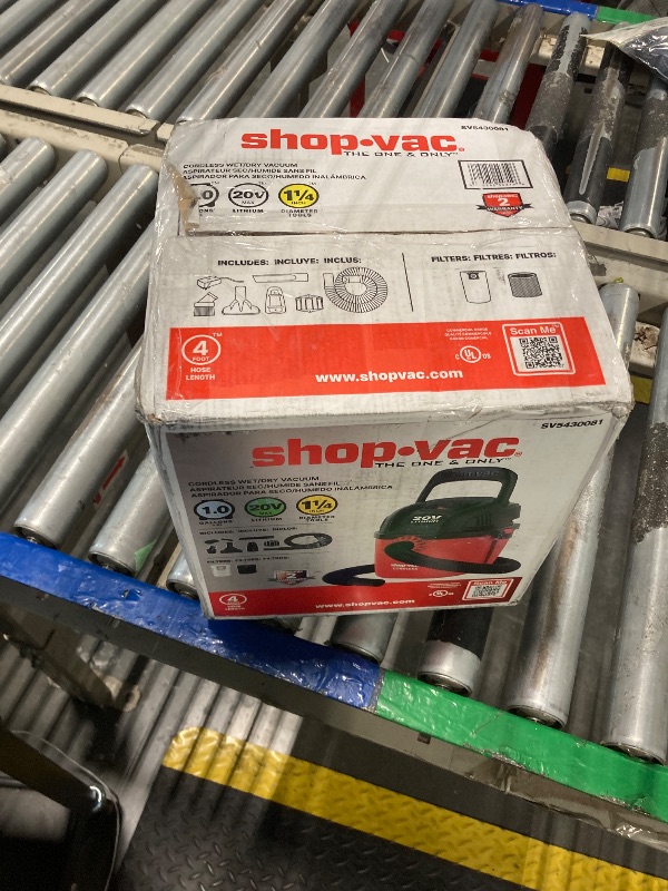 Photo 1 of Shop-Vac Wet Dry Cordless Vacuum Cleaner, 8.0 Peak Kpa Cordless Vacuum Cleaner with Collapsible Handle Wall Bracket & Multifunctional Attachments, Portable Compact Shop Vacuum for Home, Car, Jobsite