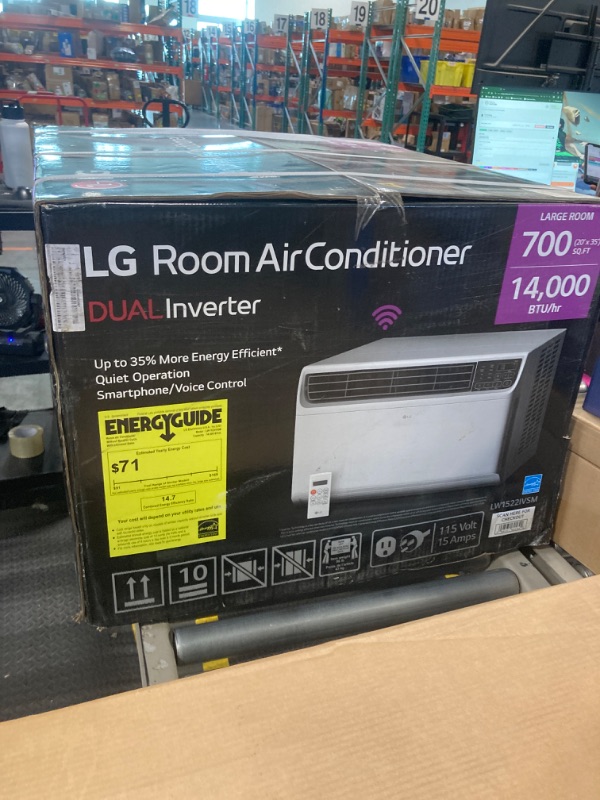 Photo 1 of **brand new in box-straps still in tact**
LG 14,000 BTU DUAL Inverter Smart Window Air Conditioner, 115V, Cools 700 Sq. Ft. for Bedroom, Living Room, Apartment, Quiet Operation, ENERGY STAR, works with LG ThinQ, Amazon Alexa and Hey Google