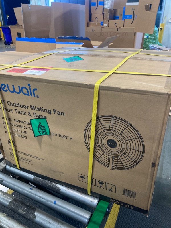 Photo 1 of **NEW IN BOX-STRAPS STILL FULLY INTACT**
NewAir 26" Pedestal Misting Fan | 8700 CFM | Adjustable Mist Levels | Water Tank | 3 Fan Speeds | Black Mister Fan | Perfect for the Patio, Back Yard, or Outdoor Dining Space