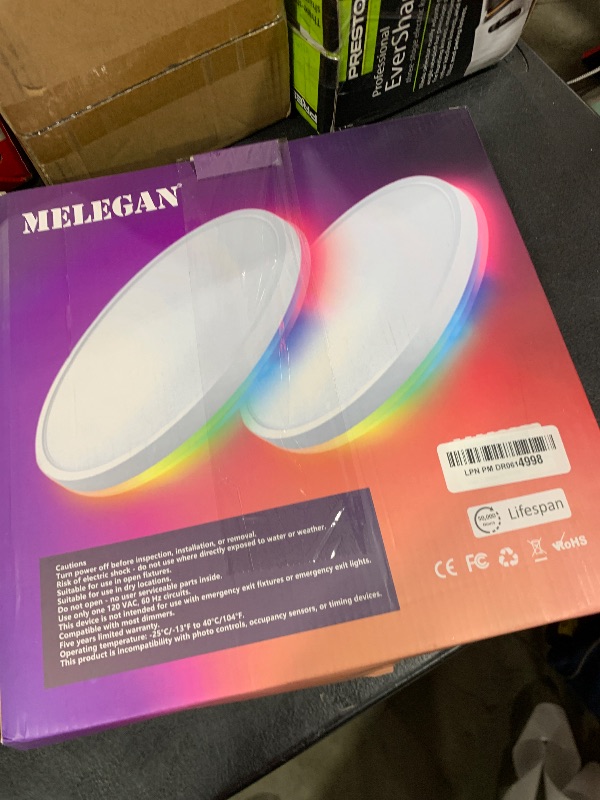 Photo 1 of MELEGAN 2Pcs RGB Smart Ceiling Light, Super Slim LED Flush Mount Ceiling, WiFi Compatible with Alexa Google Home,12Inch 24W Dimmable 2700K-6500K for Bedroom, Kitchen, Dining Room, Basements
