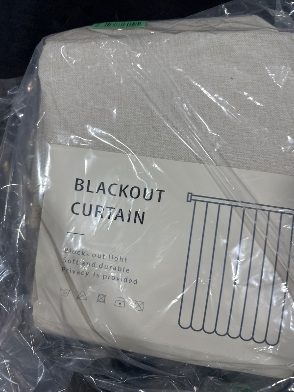 Photo 1 of 100% Blackout Shield Linen Blackout Curtains for Bedroom 96 Inches Long, Back Tab/Rod Pocket Living Room Drapes, Thermal Insulated Blackout Curtains 2 Panels Set, 50" W x 96" L,Cream