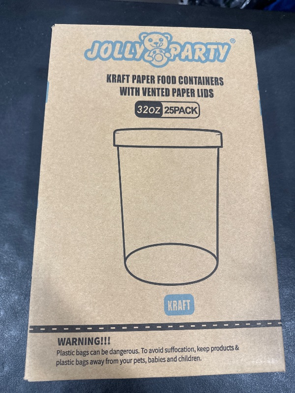 Photo 1 of 25pack 32oz Paper Soup Containers with Lids, Disposable Kraft Paper Food Cups, Ice Cream Cups, Paper food Storage with Lids, Microwavable and freezer safe, Suitable for Christmas Thanksgiving (Brown)