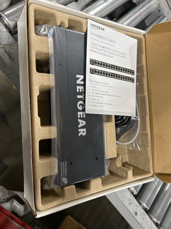 Photo 3 of NETGEAR 16-Port PoE+ Gigabit Ethernet Unmanaged Essentials Switch (GS316P) - with 16 x PoE+ @ 115W, Desktop or Wall Mount