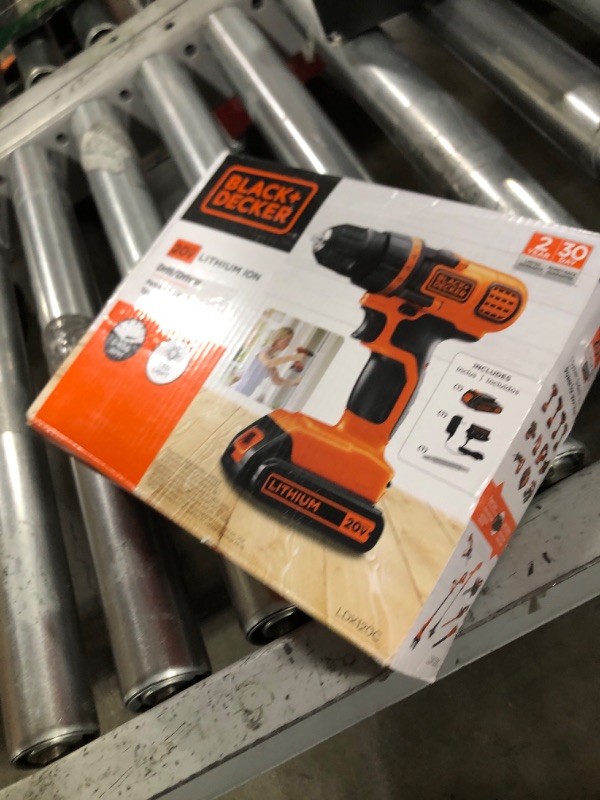 Photo 2 of BLACK+DECKER 20V MAX Cordless Drill and Driver, 3/8 Inch, With LED Work Light, Battery and Charger Included (LDX120C)