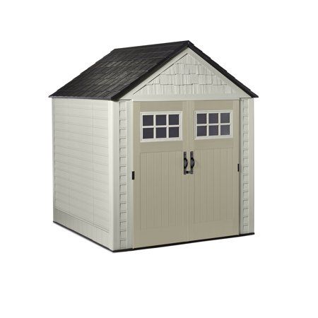 Photo 1 of 7 Ft. W X 7 Ft. D Durable Weather Resistant Plastic Outdoor Storage Shed, Sand 0.58 Sq. Ft.
