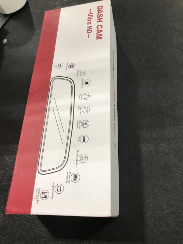 Photo 1 of 3 Channel Mirror Dash Cam, 12" Triple Rear View Mirror with Front 4K, Inside and Rear 1080P Cameras with WiFi, G-Sensor, Reverse Assist, Parking Monitoring, Free 64GB Card