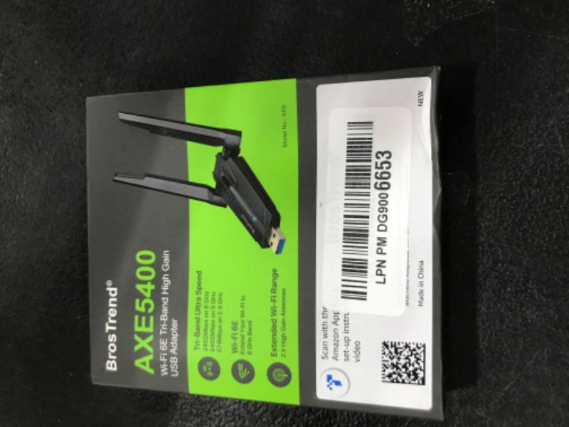 Photo 1 of BrosTrend AXE5400 WiFi 6E USB Adapter, Tri-Band Long Range USB WiFi Adapter for Desktop PC Laptop 6GHz 2402Mbps + 5GHz 2402Mbps + 2.4G 574Mbps, Ultra-Low Latency WiFi 6 USB Adapter for Windows 11/10