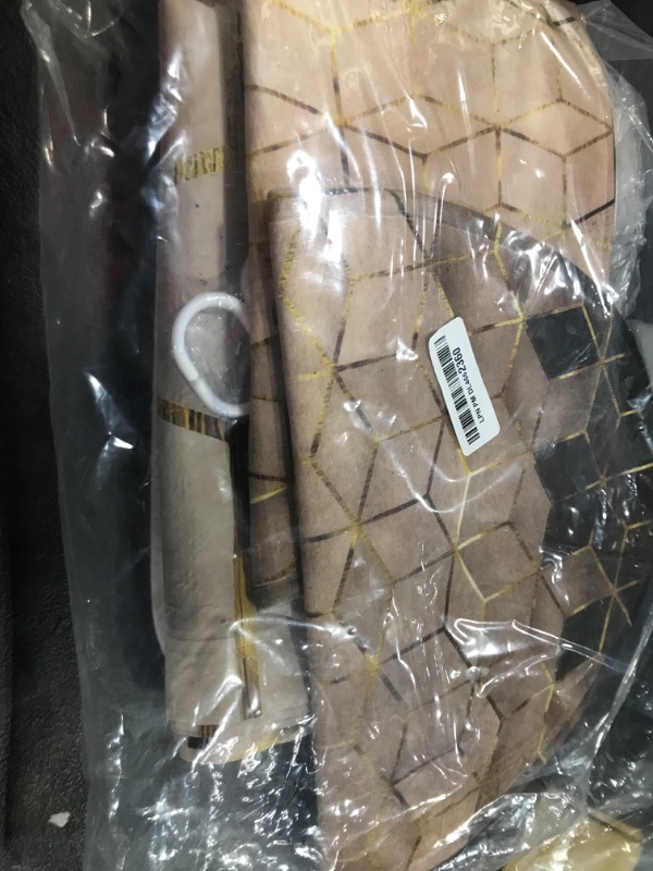 Photo 1 of LQCOOL 4Pcs Brown Gradient Shower Curtain Set, Modern Geometric Shower Curtain Set Golden Cubic Lines Bathroom Set Texture Art Bath Accessories with Mats