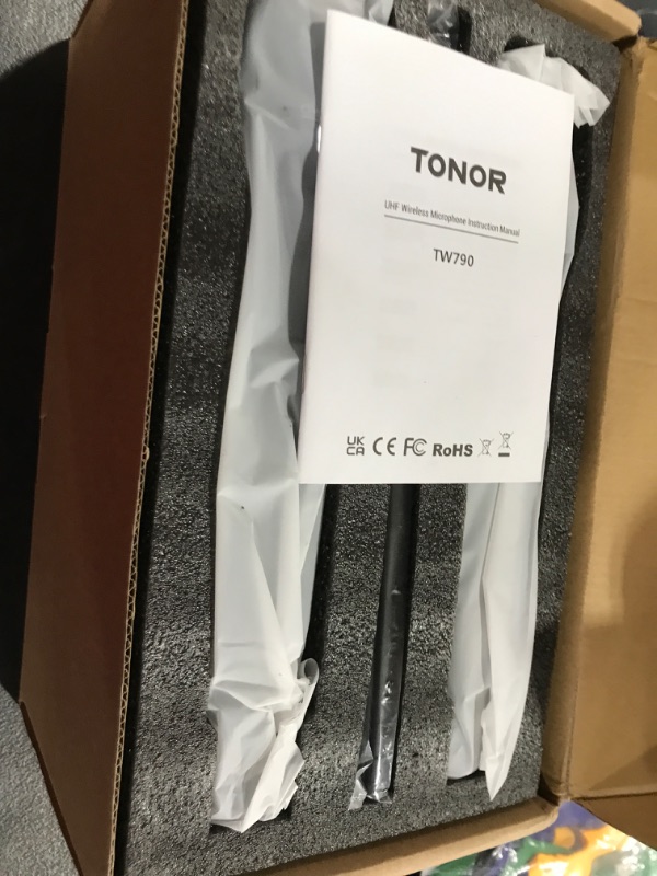 Photo 1 of TONOR Rechargeable Wireless Microphone, Metal Dual UHF Handheld Microphone System, Cordless Mic with Bluetooth Receiver, UHF 262ft Range for Home Karaoke, Church, Party, DJ, Wedding TW790, Dark Grey