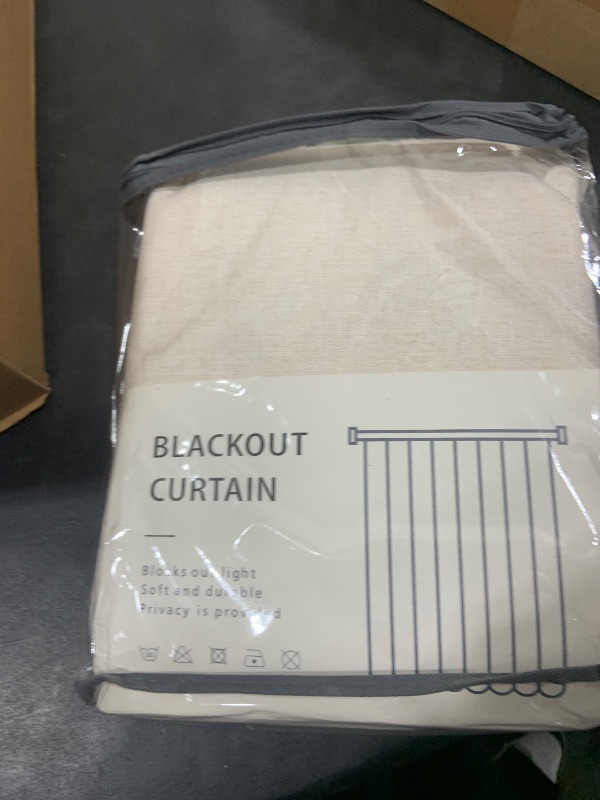 Photo 1 of 100% Blackout Shield Linen Blackout Curtains for Bedroom 108 Inches Long, Back Tab/Rod Pocket Living Room Drapes, Thermal Insulated Blackout Curtains 2 Panels Set, 50" W x 108" L,Cream