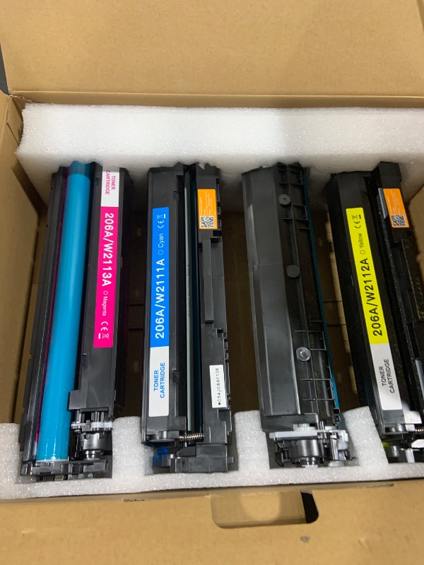 Photo 1 of v4ink 206A Toner Cartridge 4 Pack Compatible Replacement (Latest Upgraded Chip) for HP 206A 206X W2110A W2111A W2113A W2112A use with HP Color Pro M255 M255dw MFP M283fdw M283cdw M283 M282nw Printer