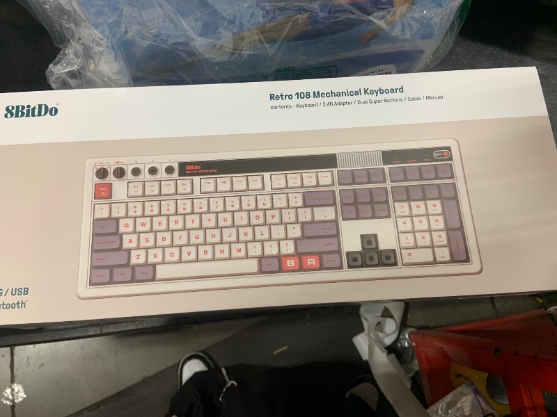 Photo 1 of 8BitDo Retro 108 Mechanical Keyboard with 108 Keys and Integrated Numpad, Bluetooth/2.4G/USB-C Hot Swappable Wireless Gaming Keyboard for Windows and Android - N Edition