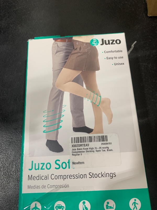 Photo 1 of Juzo Soft 2002 Thigh-High 30-40mmhg Compression Open Toe Stocking, Beige, 5 (V) Regular