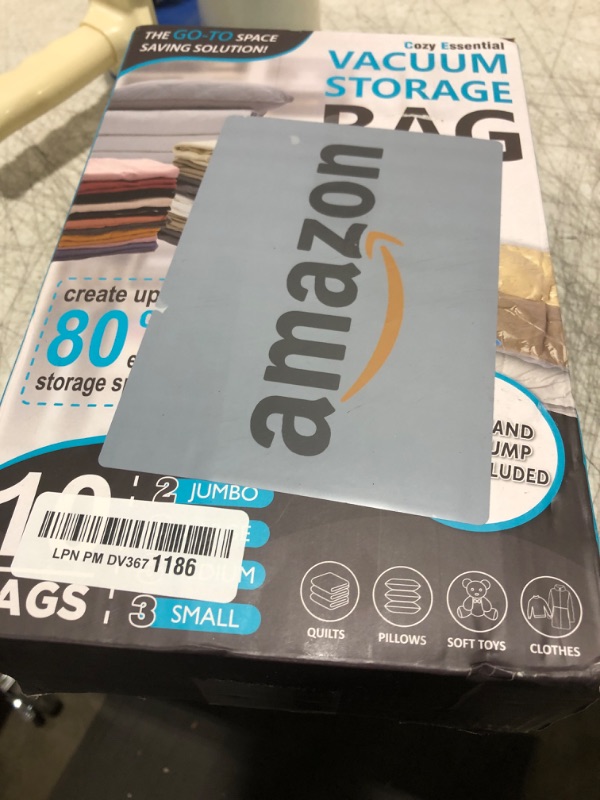 Photo 1 of 10 Pack Vacuum Storage Bags, Space Saver Bags (2 Jumbo/2 Large/3 Medium/3 Small) Compression Storage Bags for Comforters and Blankets, Vacuum Sealer Bags for Clothes Storage, Hand Pump Included