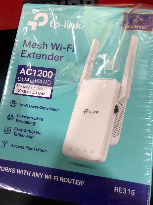 Photo 2 of TP-Link AC1200 WiFi Extender, 2024 Wirecutter Best WiFi Extender, 1.2Gbps home signal booster, Dual Band 5GHz/2.4GHz, Covers Up to 1500 Sq.ft and 30 Devices ,support Onemesh, One Ethernet Port (RE315)