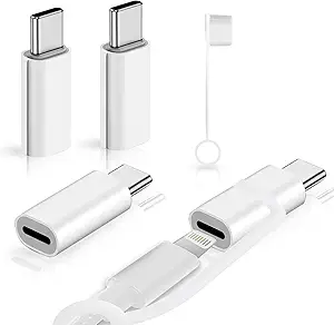 Photo 2 of 4 Pack Lightning to USB C Adapter for iPhone 15/15 Pro Max 16/16 Pro Max, Samsung S22,23,24, Google Pixel 9 Pro, Apple Lightning to USB C Adapter Support